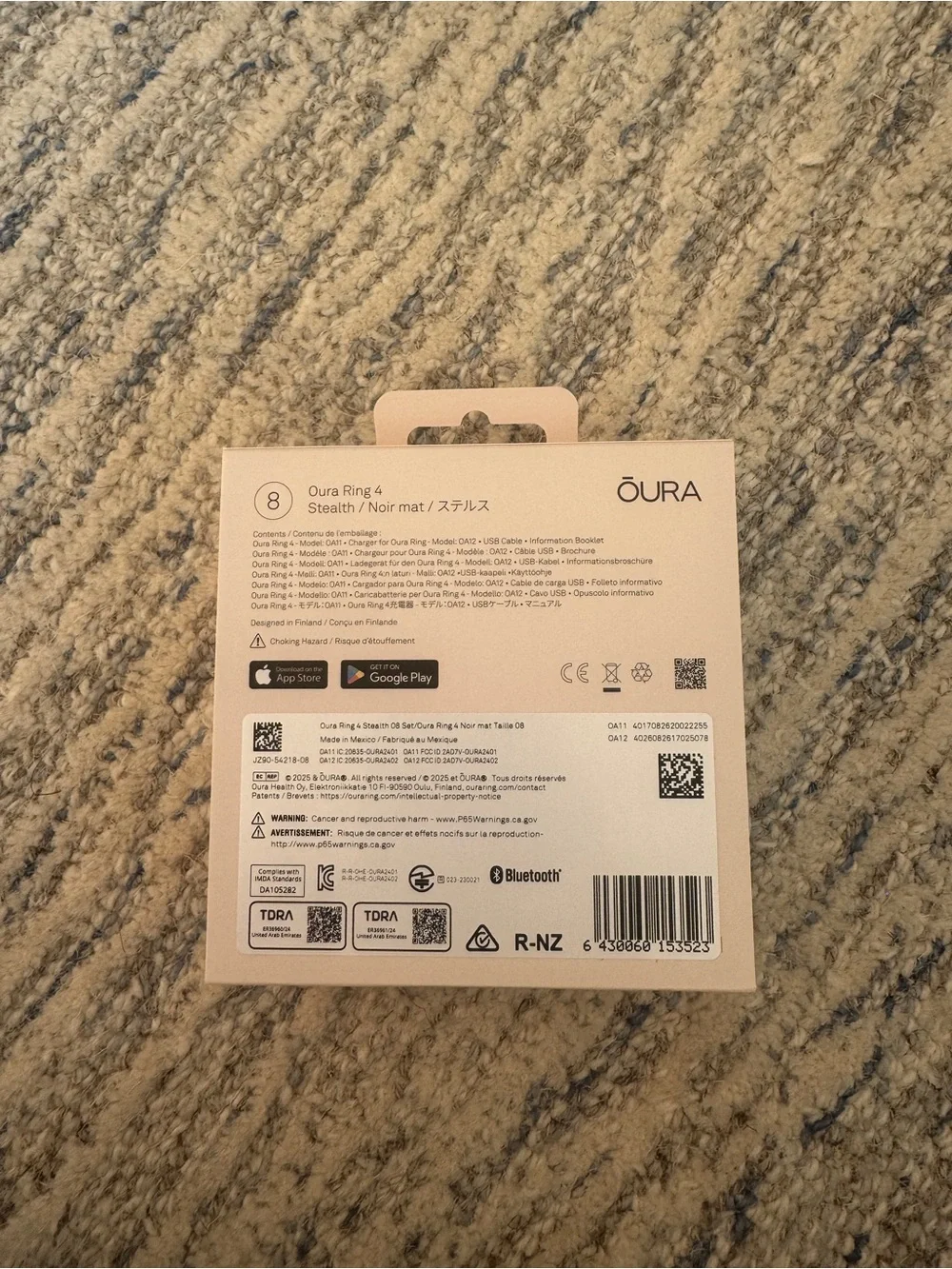 Brand New Oura Ring 4, Stealth, Size 8 (unopened)